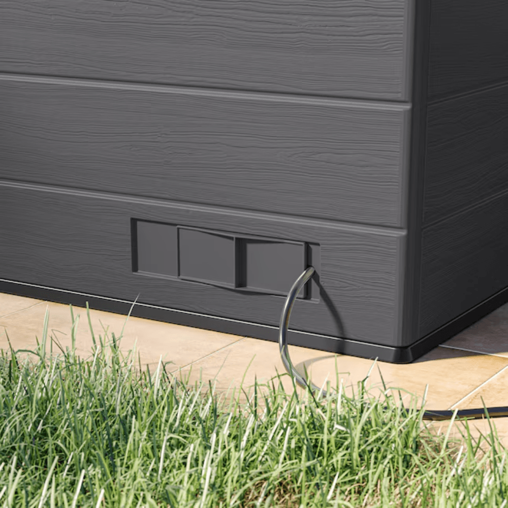 Suncast Cabana Entertainment Shed 8 ft. x 7 ft. Resin Standard Pent Storage Shed with Floor Kit