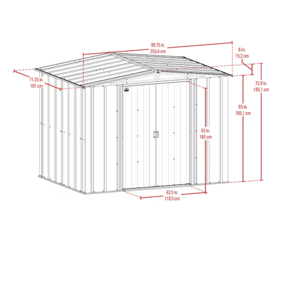 Newport 8 ft. W x 6 ft. D 2-Tone Eggshell and Coffee Galvanized Metal Shed with Sliding Lockable Doors (43 sq. ft.)
