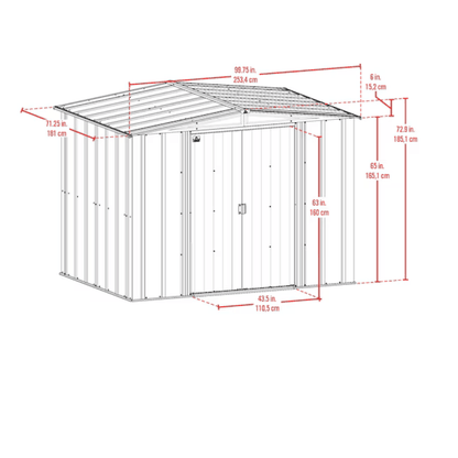 Newport 8 ft. W x 6 ft. D 2-Tone Eggshell and Coffee Galvanized Metal Shed with Sliding Lockable Doors (43 sq. ft.)