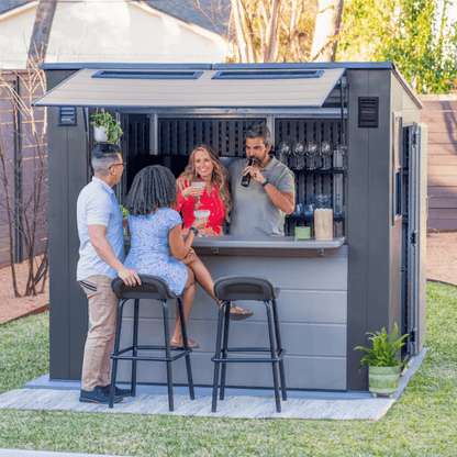 Suncast Cabana Entertainment Shed 8 ft. x 7 ft. Resin Standard Pent Storage Shed with Floor Kit